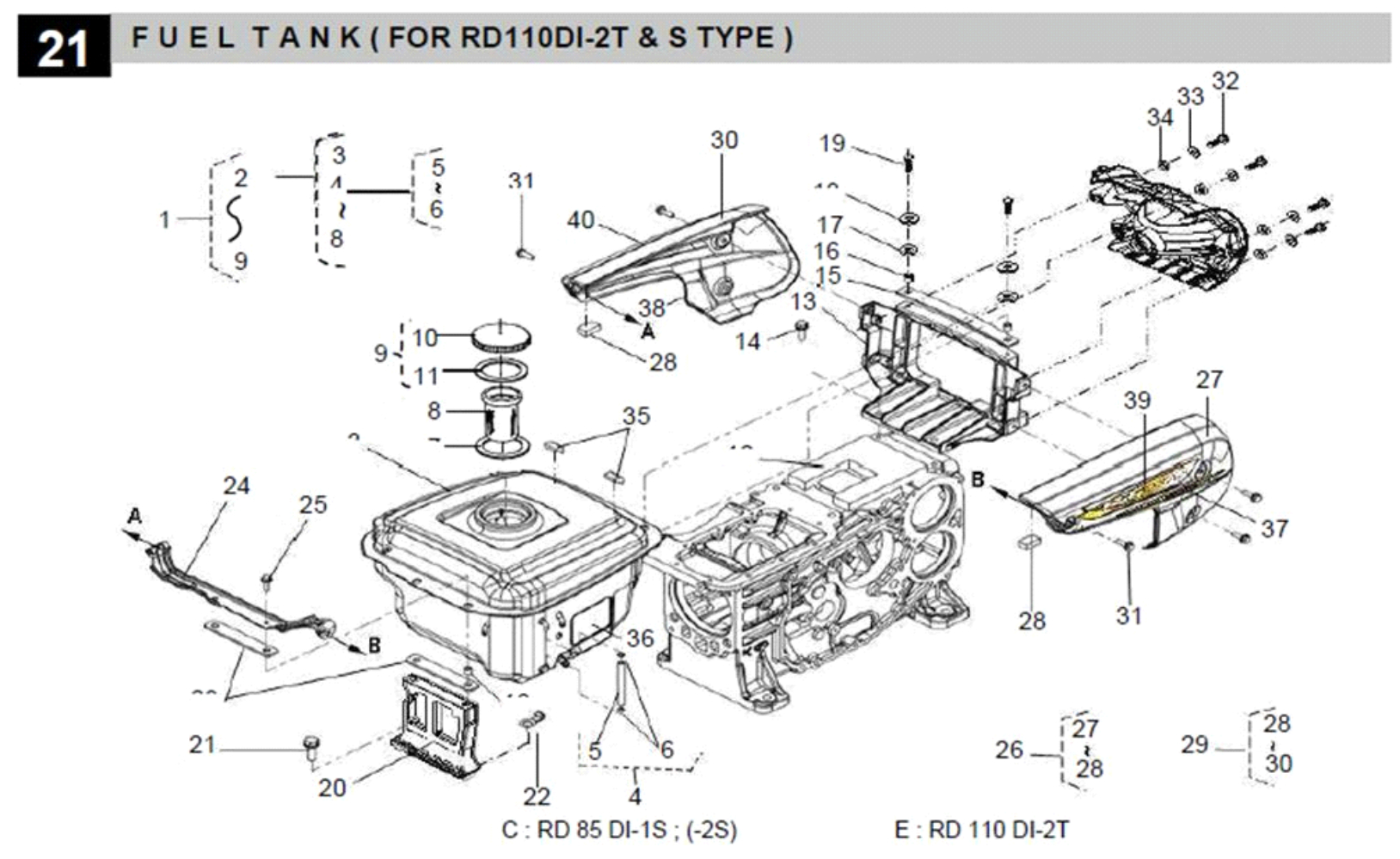 Fuel Tank : For RD 110 DI-2T & S Type