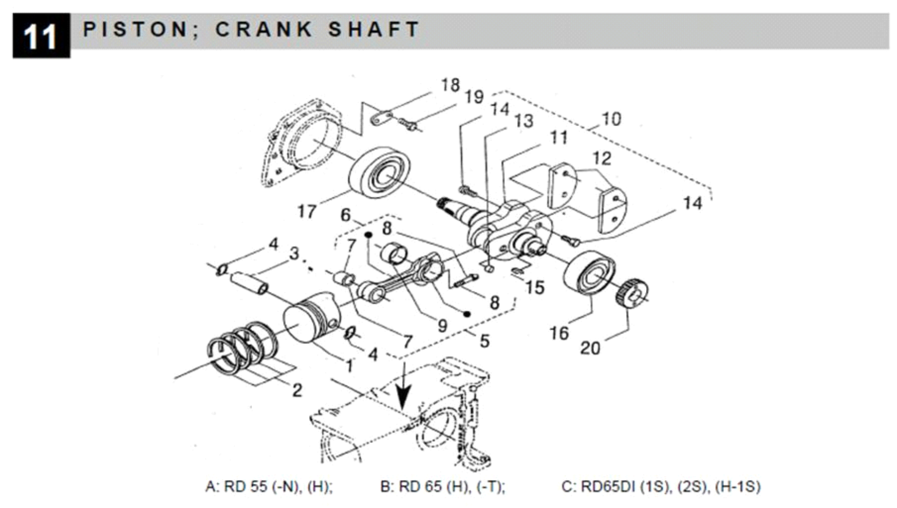 Piston : Crank Shaft