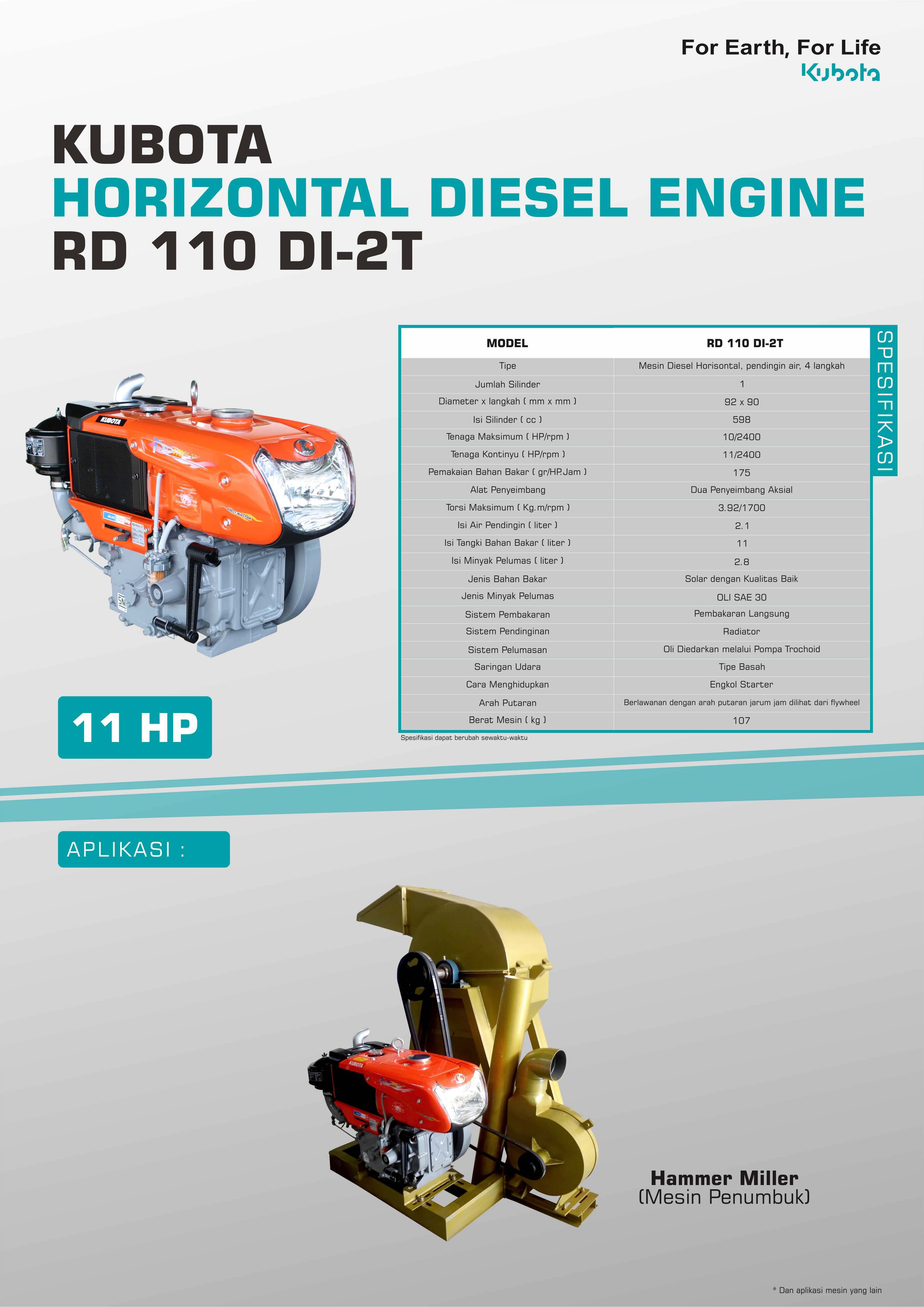  RD 110 DI 2T PT Kubota Indonesia PT Kubota Indonesia